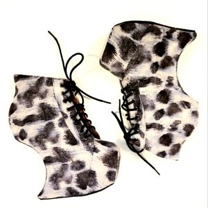 Leopard Print Curved Heel Wedges
